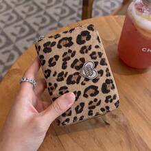 Vintage Y2K Leopard Print Card Holder, CoolGirl Heart Decor Accordion Multi-Slot Wallet - Multicolor - View 8