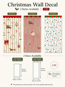 Christmas Half Wall Decal, Red & Green Stripe Peel And Stick Removable Wall Decor For Living Room, Bedroom & Entryway - Christmas - View 3