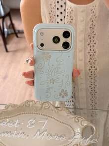Polka Dot Lily Flower Letter Phone Case Compatible With Apple 18 Pro Max 17 New 16 Pro Women 17 Pro Premium Full Coverage 18 Pro Creative Anti-Drop Niche Ins Art - Mint Green - View 10