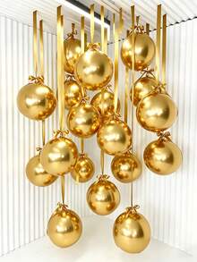 10pcs 10-Inch Gold 4D Round Foil Balloons, Suitable For Birthday Parties And Celebrations, Birthday Party Decorations, Party Decorations, Graduation Parties, Wedding Decorations, Hanging Balloons, Scene Decor, Theme Balloons - Gold - View 2