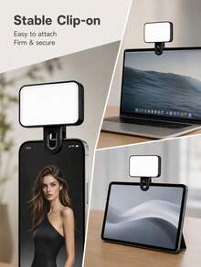 1pc Portable LED Clip-On Phone Fill Light, Selfie Fill Light, Camera Light, Pocket Selfie Light, Phone Photography Accessory, 3 Color Temperature Adjustable Selfie Light For Live Streaming, Makeup, Video Calls, Travel, Holiday Essential - one-size - View 3