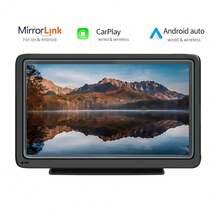 Layar Mobil Portabel 7 Inci, Apple CarPlay & Android Auto Nirkabel dan Berkabel, Bluetooth V5.3 Pemancar FM Kartu TF AUX, Layar 1024*600, Dukungan Video Mundur, Pemutar Multimedia Mobil 12-24V - Hitam - View 9