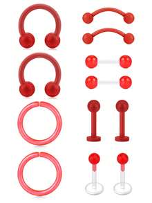 CIZME Mix Style 16G Colorful Clear Piercing Retainer Flexible Bioflex Plastic Piercing For Work Surgery Lip Nose Stud Eyebrow Tongue Earring Industrial - 12pcs/set - View 12