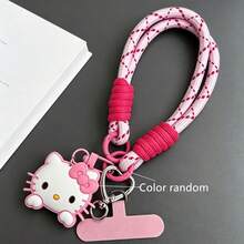 1pc Official Licensed Sanrio KT Woven Phone Wrist Strap Lanyard, Durable Polyester Rope With KT Pendant And Heart-Shaped Buckle, Comes With Installation Pad For Easy Setup, Anti-Loss And Anti-Drop Design, Suitable For Daily Commute, Shopping And Outdoor Carrying - A - View 10