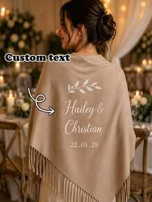Personalized Wedding Shawl, Customized Wedding Scarf, Wedding Favor, Chair Decor, Bridal Party Favor, Wedding Guest Favor, Party Favor - Multicolor - View 4