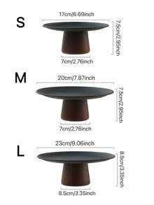 1pc Stainless Steel Cake Stand With Wooden Base, Dessert Display Plate, Multi-Functional Fruit Tray, Suitable For Table Decoration, Home And Kitchen Dining Platter, Ramadan Use - Black - View 9