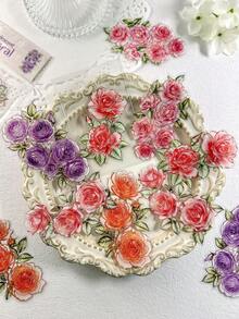 10pcs Vintage Large Floral Stickers For Scrapbooking, DIY Collage, Photo Album, Planner, Journal Decoration - Glazed Floral - View 7