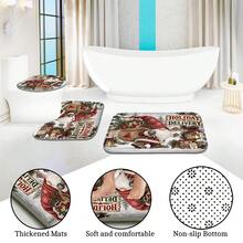 Set Dekorasi Kamar Mandi Motif Gnome Pengiriman Hadiah Multifungsi 1pc/4pcs, Tirai Kamar Mandi dengan 12 Kait Gratis, Keset Lantai Bentuk U dan Penutup Dudukan Toilet Bulat Premium untuk Suasana Liburan, Cocok untuk Semua Dekorasi Ruangan - Kurcaci Pengantar Hadiah - View 6