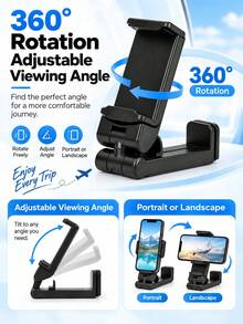 1pc Adjustable Airplane Phone Holder Clip - 360° Rotating Travel Phone Stand, Travel Essential, Holiday Essential, Suitable For Table Tray, Portable And Durable, Phone Accessory - Multicolor - View 9