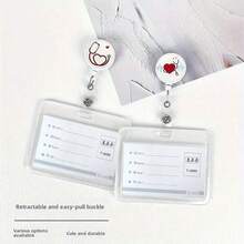 1 Set Doctor/Nurse Transparent Badge Card Holder, Retractable Badge Reel, Medical Element ID Card Clip - Multicolor - View 3