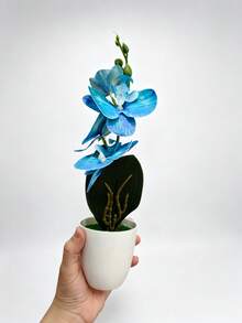 1pc Decorative Artificial White Phalaenopsis Ceramic Vase Potted Plant - White - View 9