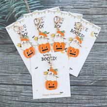 5pcs Cute Pumpkin Ghost Keychains, Halloween Theme Party Decorations, Exquisite Backpack And Key Pendant, Small Gifts For Halloween And Thanksgiving - Multicolor - View 4