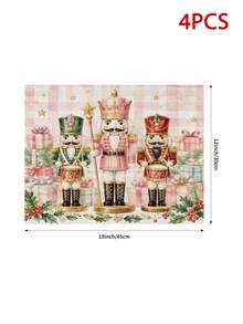 Taplak Meja Panjang Natal Motif Kotak-Kotak Nutcracker dengan Bantal dan Alas Piring, Dekorasi Meja Makan untuk Pesta Libur Natal, Perlengkapan Dekorasi Rumah Dapur - MultiWarna - View 11
