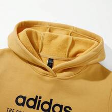 Adidas 新款女式休閒舒適運動連帽套頭衛衣 - 薑黃色 - 查看 4