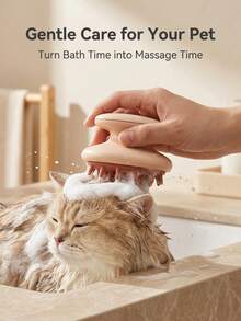 Household Pet Bathing Massage Brush, Soft Silicone Rubber Bristles Gentle On Pet Skin, Rounded Soft Spikes Clean Fur, Non-Slip Handheld Base, Scrubbing, Deep Cleaning, Massage Soothing, Universal Dog And Cat Pet Bathing Tool - Multicolor - View 2