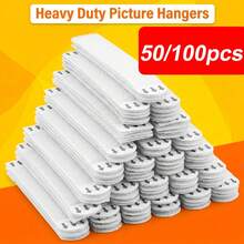 24/50/100pcs Heavy Duty Waterproof PVC Wall Hooks With Removable Adhesive Backing, Suitable For Drywall, No-Drill Picture Hanging Hooks And Magic Tape Strips, No-Tape Hanging, Suitable For Renters, Applicable For Home Office, Photo Wall, Picture Frames, PVC Hooks Suitable For Damp Areas - A - View 1