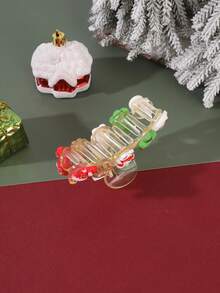 1pc Christmas Cartoon Resin Hair Claw Clip, Santa Claus Snowman Gingerbread Man Large Transparent Hair Accessory, Festive Style Bun Hair Ornament - Multicolor - View 11