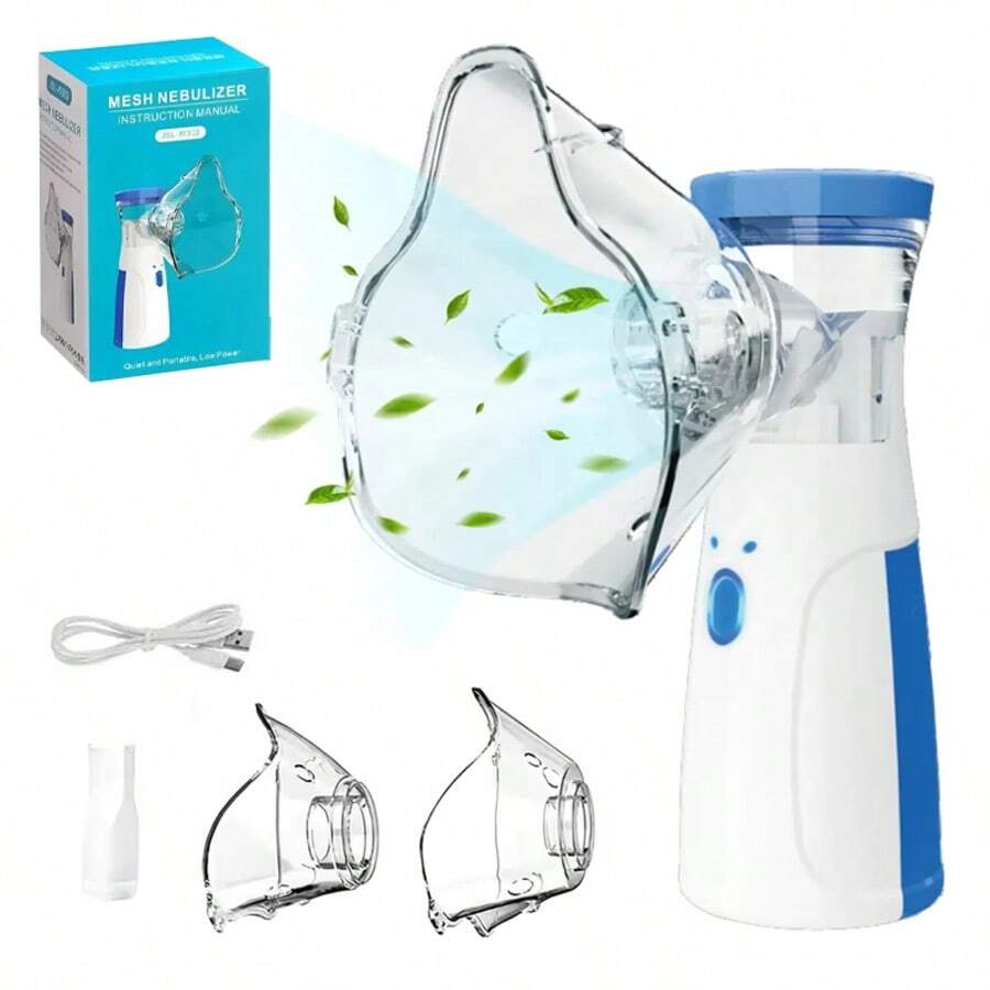 Nebulizador de malla portátil silencioso, inhalador ultrasónico recargable USB, equipo de cuidado respiratorio para uso doméstico, incluye mascarillas para niños y adultos - Ver 1