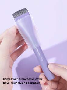 GUOXIAONIU Korean Flat-Edge Foundation Brush, Dense Streak-Free Bristles, Zero Product Absorption, Lightweight Seamless Base, Beginner Friendly, With Protective Cover, Travel Portable - Taro Purple - View 8