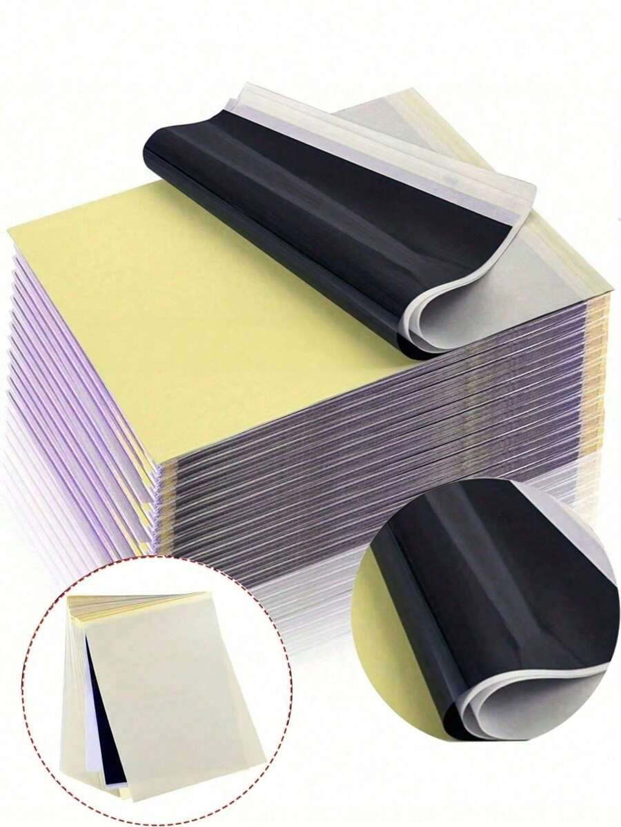 200 Sheets Professional Tattoo Transfer Paper, High-Quality Pattern Transfer, Easy To Tattoo, Premium Thermal Carbon Copy Paper, Durable And Perfectly Compatible With Tattoo Supplies - Multicolor - View 1
