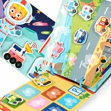 Montessori Busy Book Set, Space & Transportation Themed Toddler Activity Book With Reusable Stickers, Educational Kids Gift - Multicolor - View 7