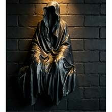 Mysterious Black Robe Statue - Resin Quirky Decorative Statue Gothic Style Sitting Figure Suitable For Bookshelf Office Desk Garden Yard Car Small Ornament Gift For Friends Family Home Decor - 1PC - View 3