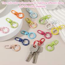 8pcs New Macaron Color Painted Door Buckle Spring Clip Keychain Pendant Creative Colorful Ring Bag Accessory (Random Color) - Multi-color - View 7