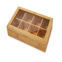 Bamboo Tea Storage Box With Magnetic Lid - Transparent Acrylic Window For Easy Viewing - Durable Wooden Tea Container With 8 Adjustable Compartments - Wooden Finish, Stackable, Suitable For Tea Bags, Multi-Functional Storage Box - Bamboo Wood Color - View 6