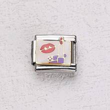 1PC Blue Enamel Italian Modular Charm, Star Moon Evil Eye Whale Pattern, Stainless Steel Link, DIY Bracelet Jewelry Making - Module 1 - View 7