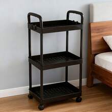 3-Tier Multi-Function Mobile Cart - Mobile Storage Organizer For Kitchen, Bedroom And Office (Black/White) - Multicolor - View 7