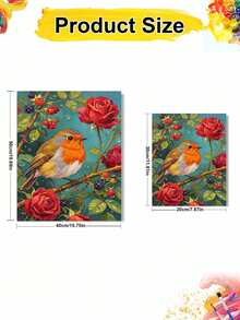 DIY Digital Oil Painting Kit - Robin On A Branch, Beginner Canvas Art Hand Painting Craft, Living Room Bedroom Home Decor, Holiday Gift, Includes Painting Tools - Sets - View 4