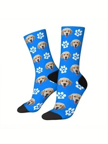 1 Pasang Kaos Kaki Kustom dengan Foto Wajah Bebas, Motif Hati, untuk Pat, Kucing dan Anak Anjing, Hadiah Terbaik untuk Teman - MultiWarna - View 6