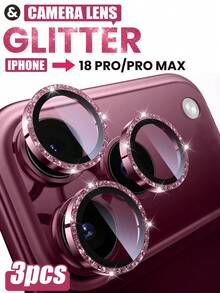 3 Packs [2026 New] 9H Tempered Glass Camera Lens Protector Compatible With Iphone 18 Pro Max/18 Pro, Burgundy Glitter, HD Clear, Anti-Scratch, Anti-Fingerprint, Shatterproof, Metal Frame, Bubble Free, Easy Install, Case Friendly, Birthday Gift For Friends & Family - Burgundy - View 1