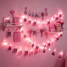 Pink LED Photo Clip Fairy String Lights With 15 Picture Clips, Indoor Wall Photo Display Lamp, Bedroom Christmas Tree Holiday Party Ambient Decor Light - Photo Clip Light - View 5