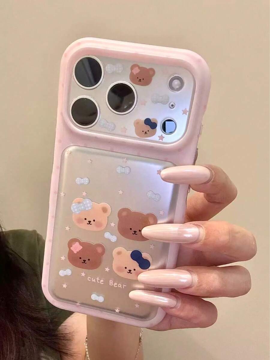 Star Bow 4 Bear Head Design Phone Case Compatible With Apple 17 Pro Max/ 17 Pro, Korean Ins Style, 16/15, Niche Creative Premium Full Coverage Shockproof New Phone Case - Multicolor - View 1