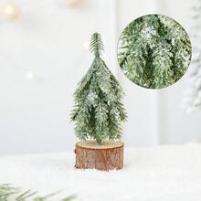 Artificial Mini Christmas Tree , Mini Snow Frost Trees Winter Small Pine With Wood Base For Christmas Winter Decoration - Multicolor - View 10