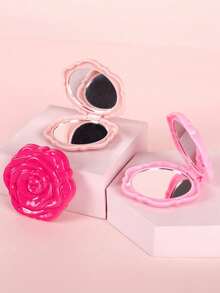 5 Pcs Cermin Kompak Mawar, Cermin Lipat Genggam Mini Warna Pink untuk Riasan dan Perjalanan, Hadiah Bridesmaid - Beraneka warna - View 6