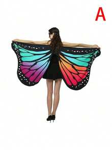 Rainbow Gradient Butterfly Wing Shawl, Soft Clothing Accessory, Suitable For Christmas Costume Party, Glamorous Theme Costume Party - Multicolor - View 16
