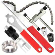 A Set Of Cycling Repair Tools Bicycle Repair Kit Central Axle Flywheel Disassembly Chain Crank Disassembly Multi-Function Combination Set - Grey - View 3