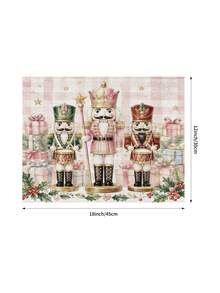 Taplak Meja Panjang Natal Motif Kotak-Kotak Nutcracker dengan Bantal dan Alas Piring, Dekorasi Meja Makan untuk Pesta Libur Natal, Perlengkapan Dekorasi Rumah Dapur - MultiWarna - View 9