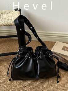 New Women Pleated Handbag, Fashionable Versatile Street Style Shoulder Bag, Underarm Bag,Bags For Woman,Black Bag - Black - View 1