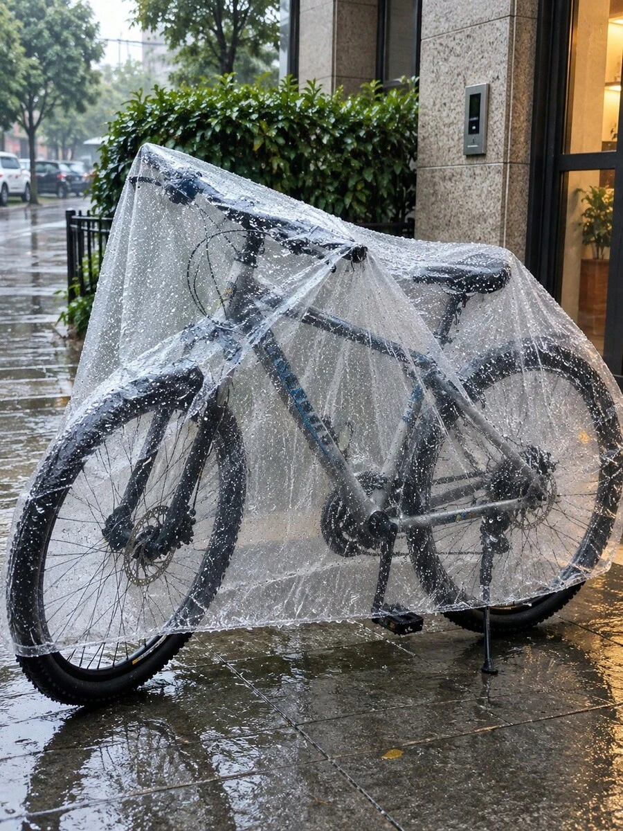 1pc/5pcs/10pcs Transparent Bike Rain Cover, Waterproof Bicycle Cover For Outdoor Storage, Universal Motorcycle Scooter E-Bike Protective Cover, Clear Heavy Duty Rain Dust Wind Protection Cover - Multicolor - View 1