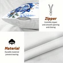 4pcs Blue Christmas Pillow Covers, Winter Wonderland Snowman Tree Gift And Royal Decor Cushion Covers, Elegant Blue White Gold Holiday Home Decor, Without Inserts - Blue and White - View 3