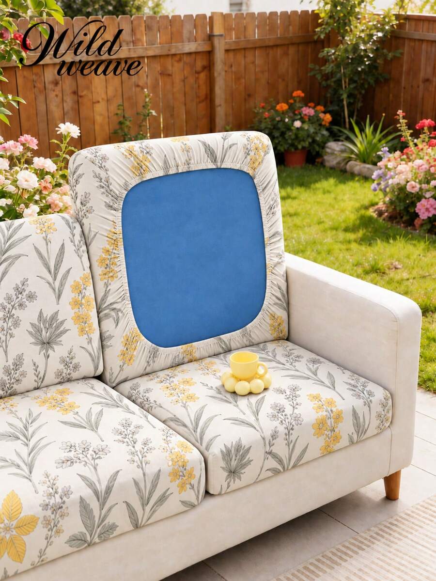 1pc Striped Print Milk Silk Sofa Cover, High Elasticity Dust-Proof Removable Washable All-Season Sofa Protector, Suitable For Patio, Garden, Poolside And Multiple Occasions, Single Piece Sold Not Set