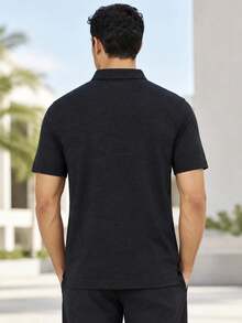 Under Armour Men's UA Polo Outdoor Travel Loose Soft Short Sleeve T-Shirt 6005521-001 - Black - View 3