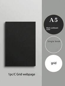 1/3pcs Premium Black Cardboard Notebook With 256 Square Blank Pages, Sturdy Cover And Acid-Free Paper. Ideal For Office Work, School Projects, Travel Diary, Daily Planning, And Creative Sketching. A Great Gift For Students And Teachers. - Rectangle - View 17