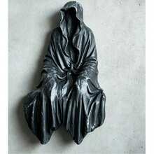 Mysterious Black Robe Statue - Resin Quirky Decorative Statue Gothic Style Sitting Figure Suitable For Bookshelf Office Desk Garden Yard Car Small Ornament Gift For Friends Family Home Decor - 1PC - View 5