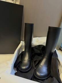 Women's High Boots, Smooth Black Upper, Thick Non-Slip Sole, Soft Lining, Fashionable Ankle Boots For Autumn And Winter - Black - View 4