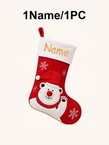 Custom Embroidered Name Christmas Stocking, Personalized Christmas Theme Mantel Decor, Festive Holiday Fireplace Decor, Customized Name Gift Bag, Christmas Tree Ornaments, Customizable Xmas Stocking For Home Party, Christmas Gift For Family, Friends - Style B - View 10