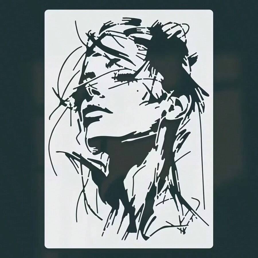 Beautiful Woman Template, A4 Size Reusable Plastic Painting Stencil, Suitable For Fabric Farmhouse Art Projects And DIY Crafts. Applicable For Wall Murals T-Shirts Home Decor, Easy To Use 11.7 Inch X 8.3 Inch Template - A - View 1